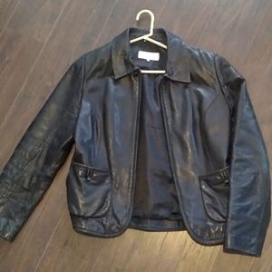 Calvin Klein black leather jacket sz Medium